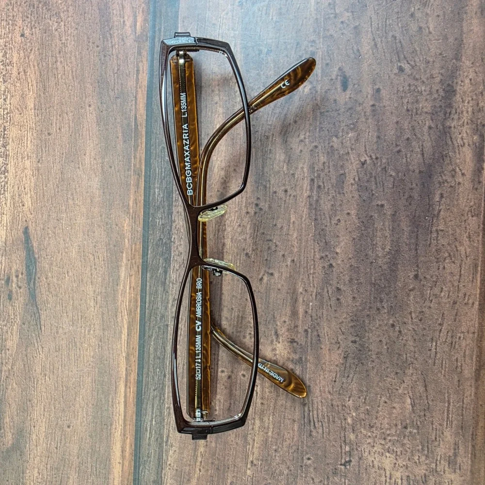 BCBGMAXAZRIA Ambrosia BRO Brown Rectangular Eyeglasses Frames Italy 52-17-135